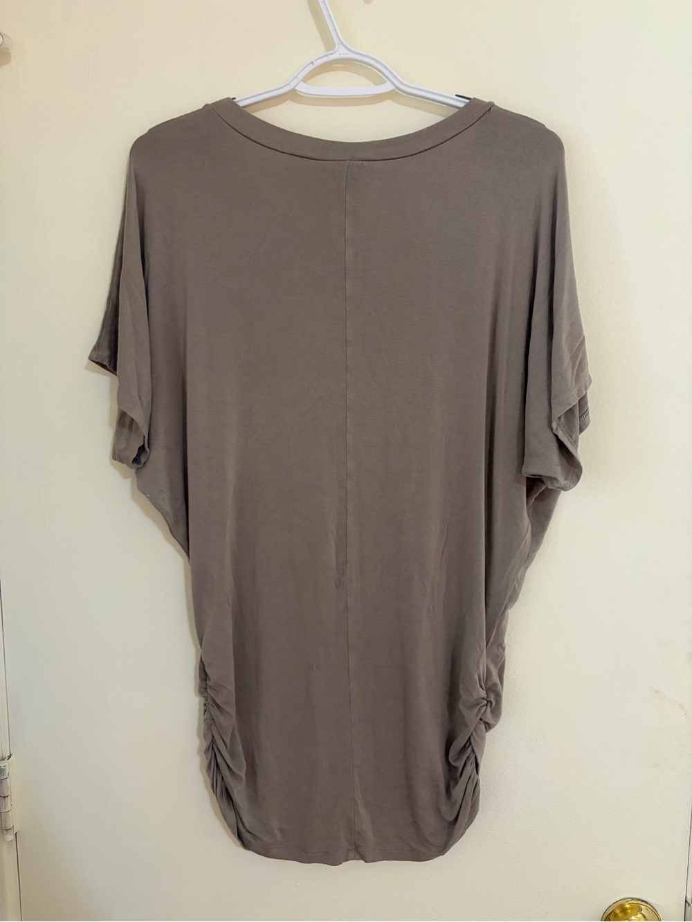 Women’s V-Neck Short Sleeve Tee in Taupe - Picture 2 of 3